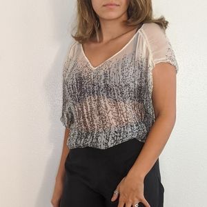 DVF 100% silk organza butterfly sleeve blouse